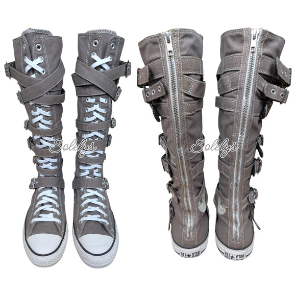 Converse 2012 XXHI 7 Multi Strap Grey Buckle Knee High Sneaker Boot M9 W11 RARE - Picture 2 of 15